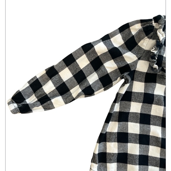 Girls Size 5/110 Hannah Andersson White & Black Buffalo Checkered Longsleeve Top - Picture 8 of 10